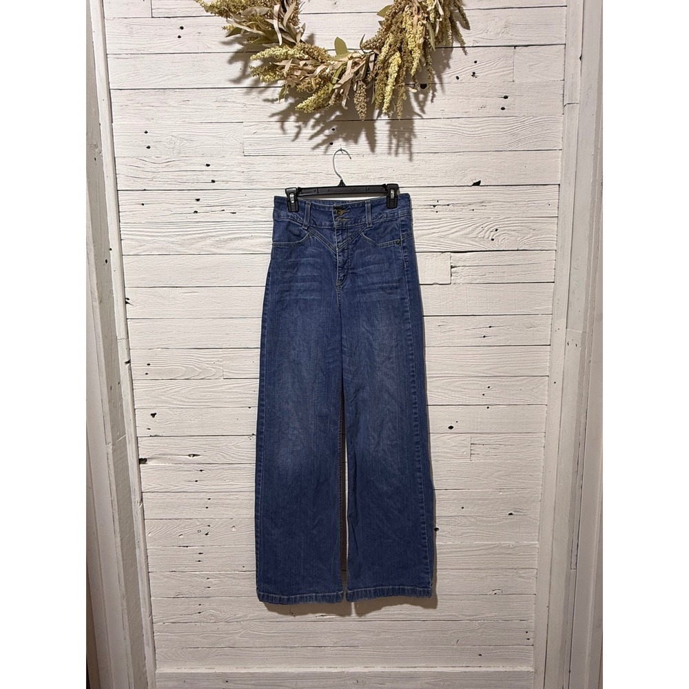 Cruel Denim Wide Leg Jeans Womens Blue Good Western V-Yoke High Rise Seamed